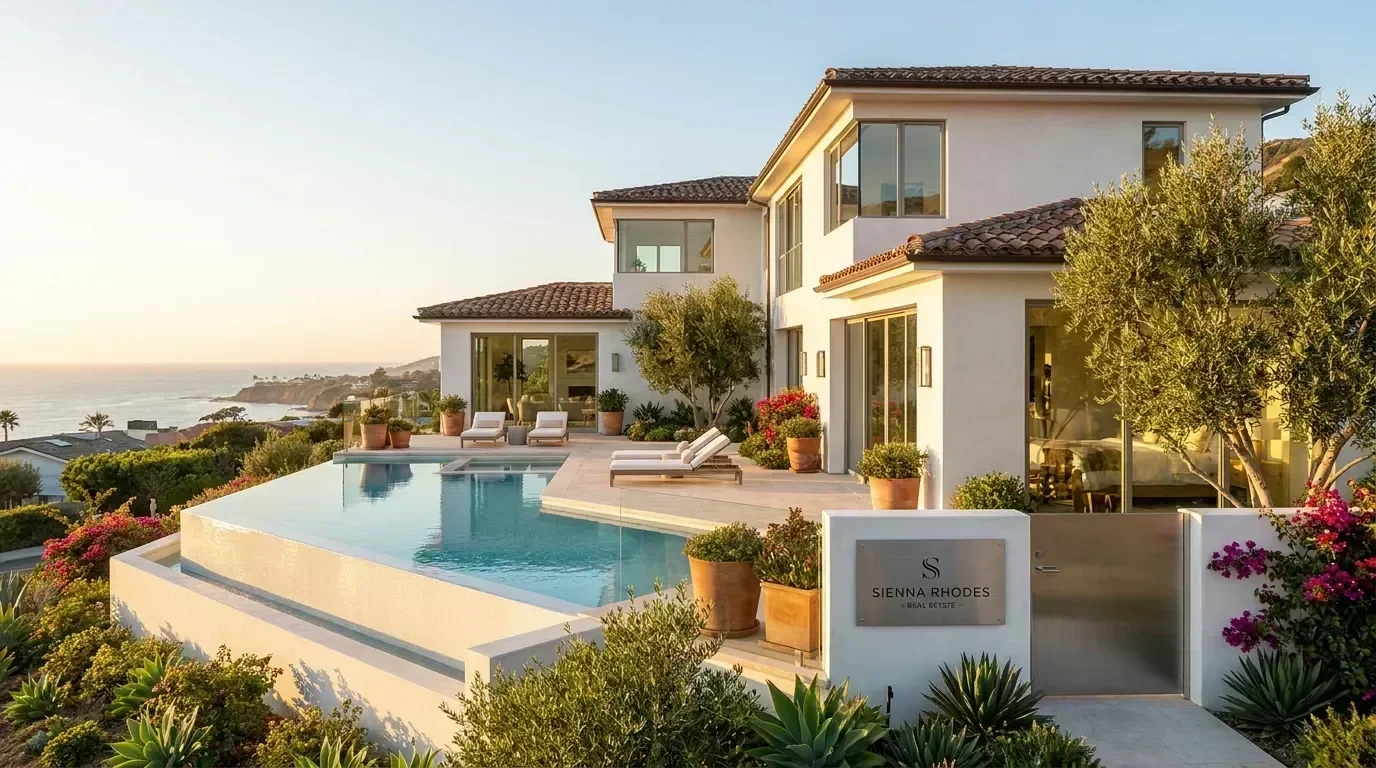 Luxury California villa with ocean hillside views — Sienna Rhodes Real Estate
